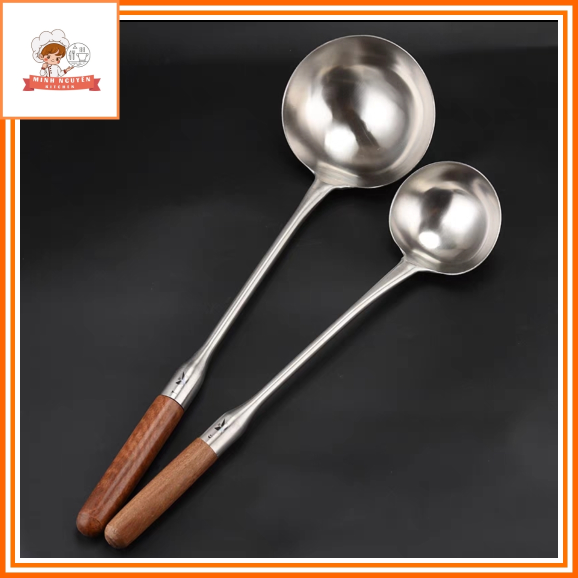 Vá Xào Inox Kiểu Đức Cán Gỗ Cẩm Lai