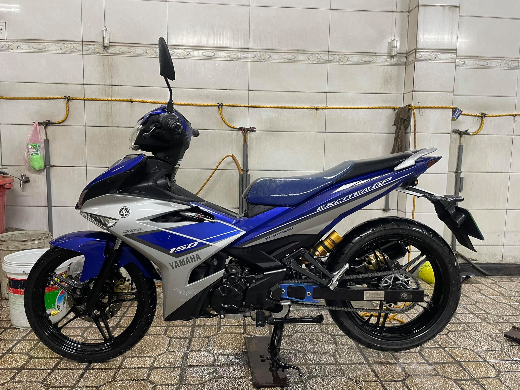 Tem rời dán xe exciter 150 mẫu zin gp xanh bạc cực đẹp, hàng 3 lớp chất lượng cao