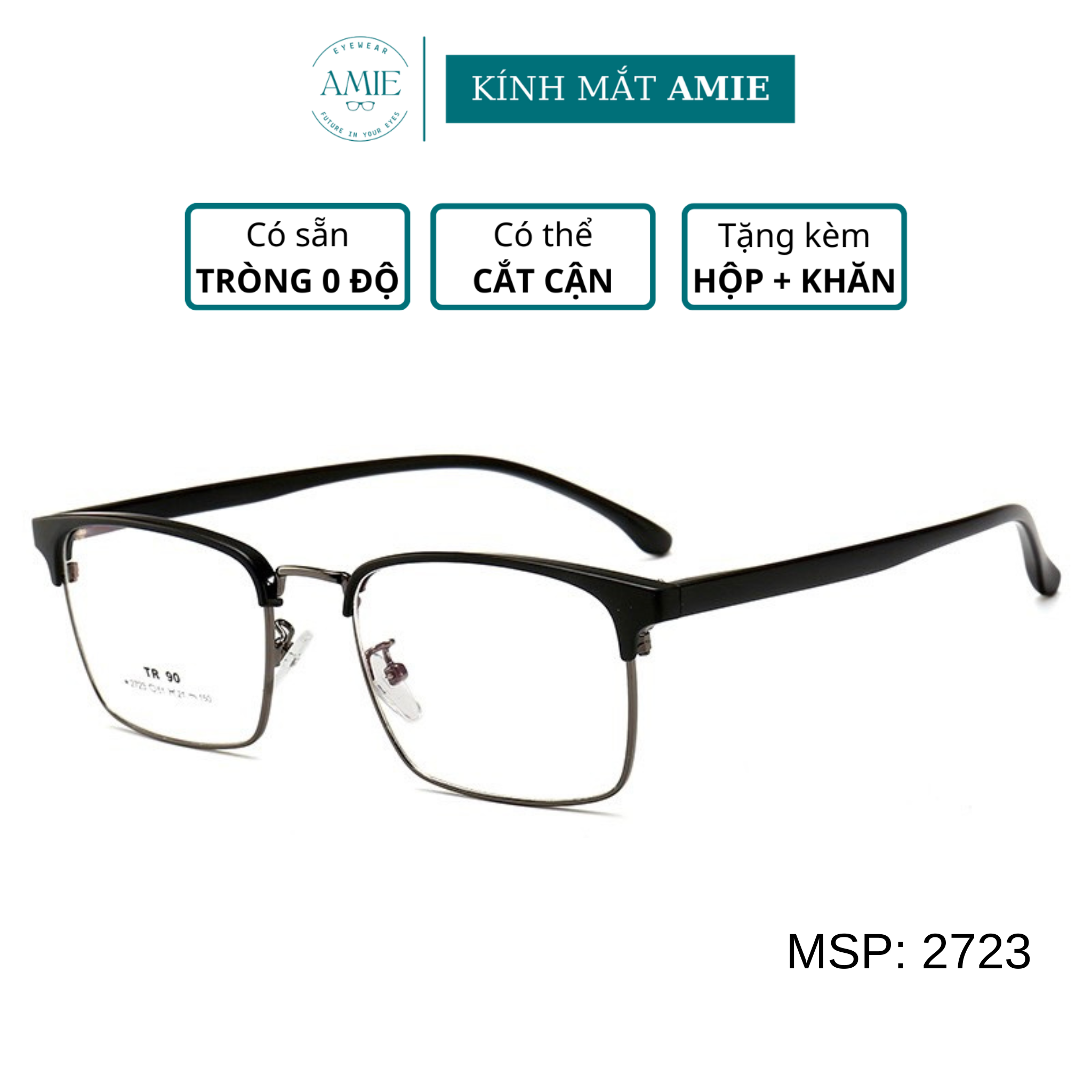 Gọng kính cận nữ nam AMIE Eyewear mắt kính tròn chất liệu nhựa chắc ...