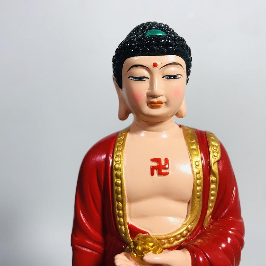 Tượng Đức Phật A Di Đà đứng vẽ đỏ cao 21cm