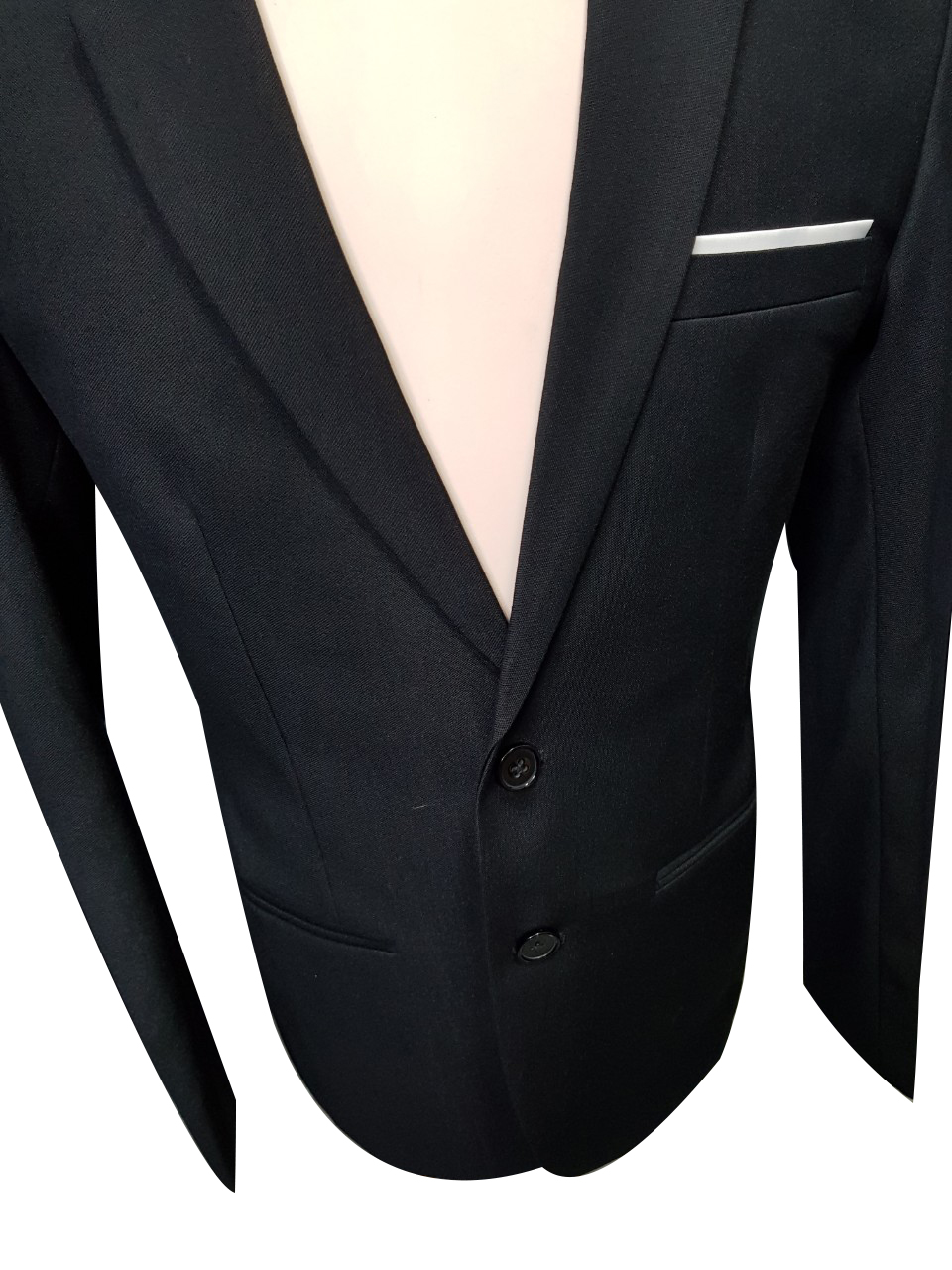Áo vest nam 2 nút form suông màu đen vải poly mềm mỏng