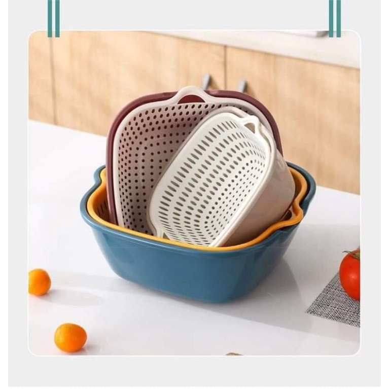 SÉT 3 BỘ CHẬU RỬA KÈM RỔ 6 MÓN