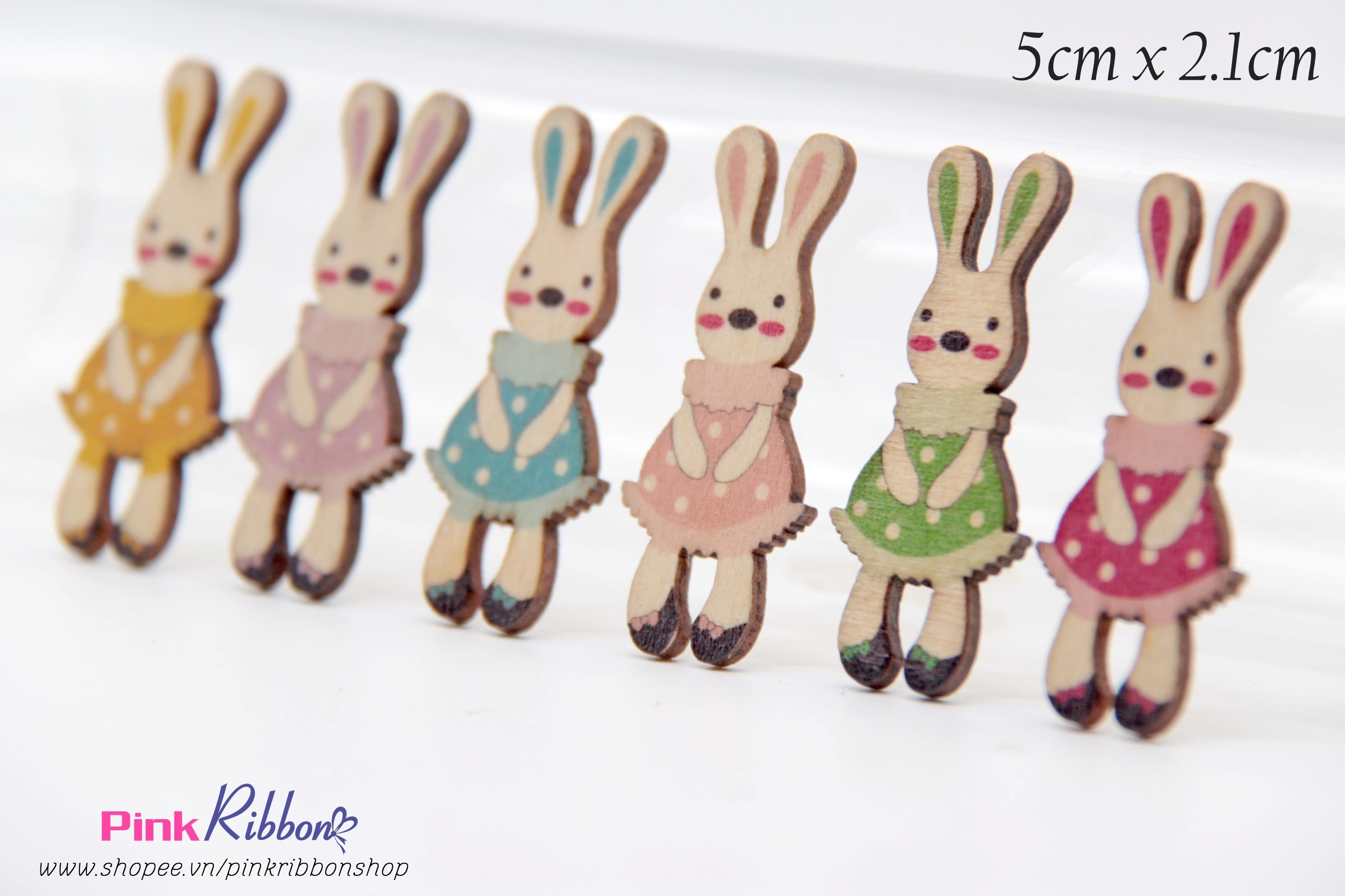 [Set 5c] Thỏ gỗ vintage cỡ 5cm x 2.1cm