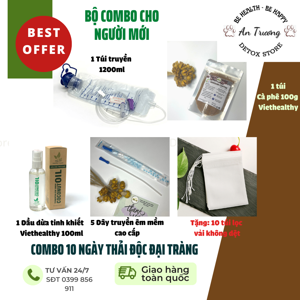 [Cho người mới] Bộ thải độc đại tràng cafe enema, thụt tháo 10 ngày (Viethealthy)