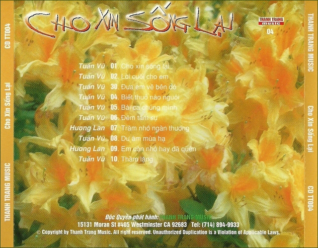 Bộ 4CD Song Ca Tuấn Vũ Hương Lan