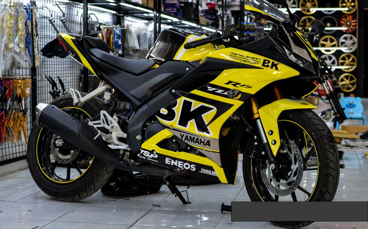 Tem trùm xe máy Yamaha R15 V3 Vàng Đen - tem xe máy Yamaha R15 V3 thiết kế theo yêu cầu - Tem xe máy Yamaha R15 V3