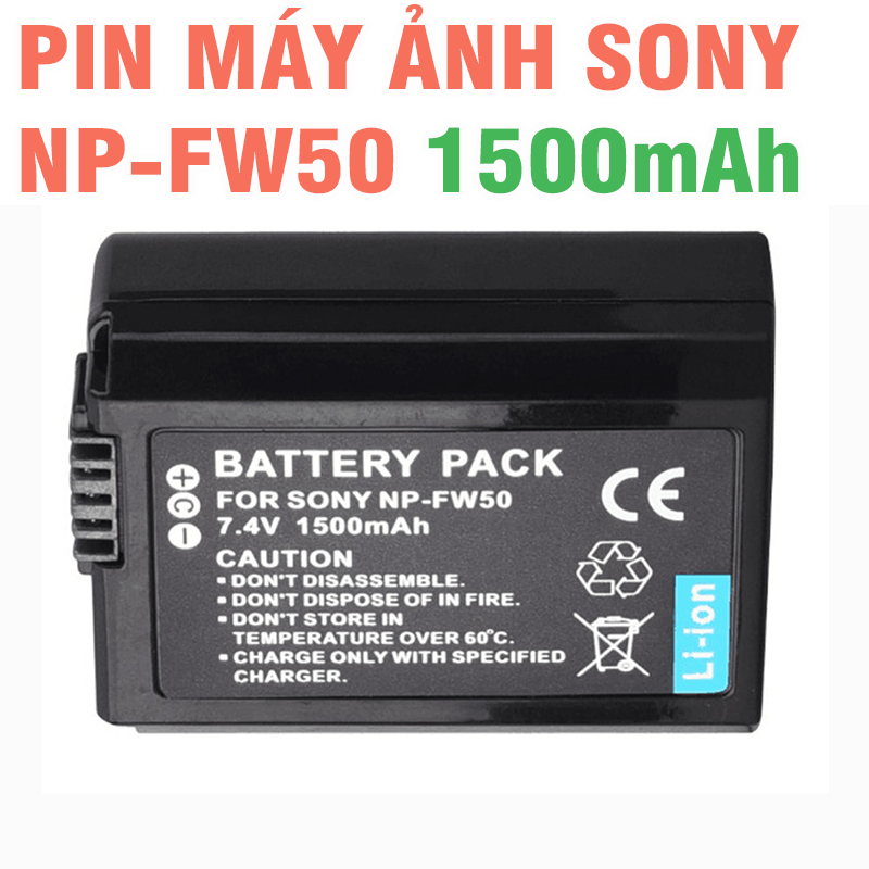 Pin máy ảnh sony NP FW50 dung lượng cao 1500mah phù hợp các máy A6000, A6300, A6500, A7, A7 II, A7R, A7S