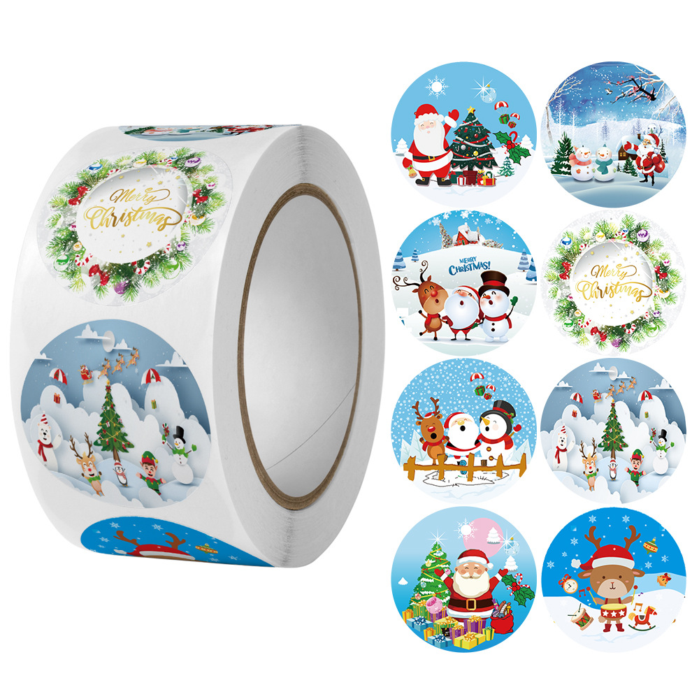 Cuộn 500 tem Sticker Hình  Noel dễ thương  - 2.5cm