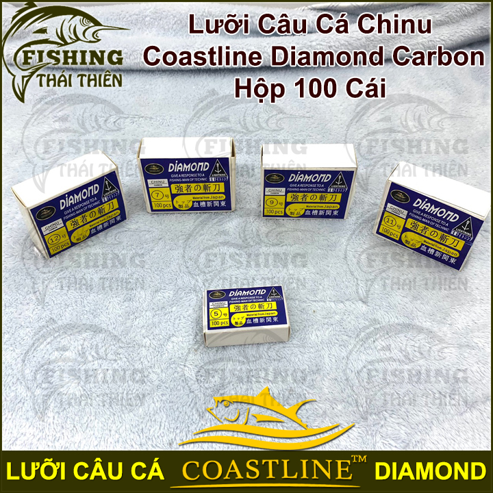 Lưỡi Câu Cá Chinu Carbon Coastline Diamond Hộp 100 Cái