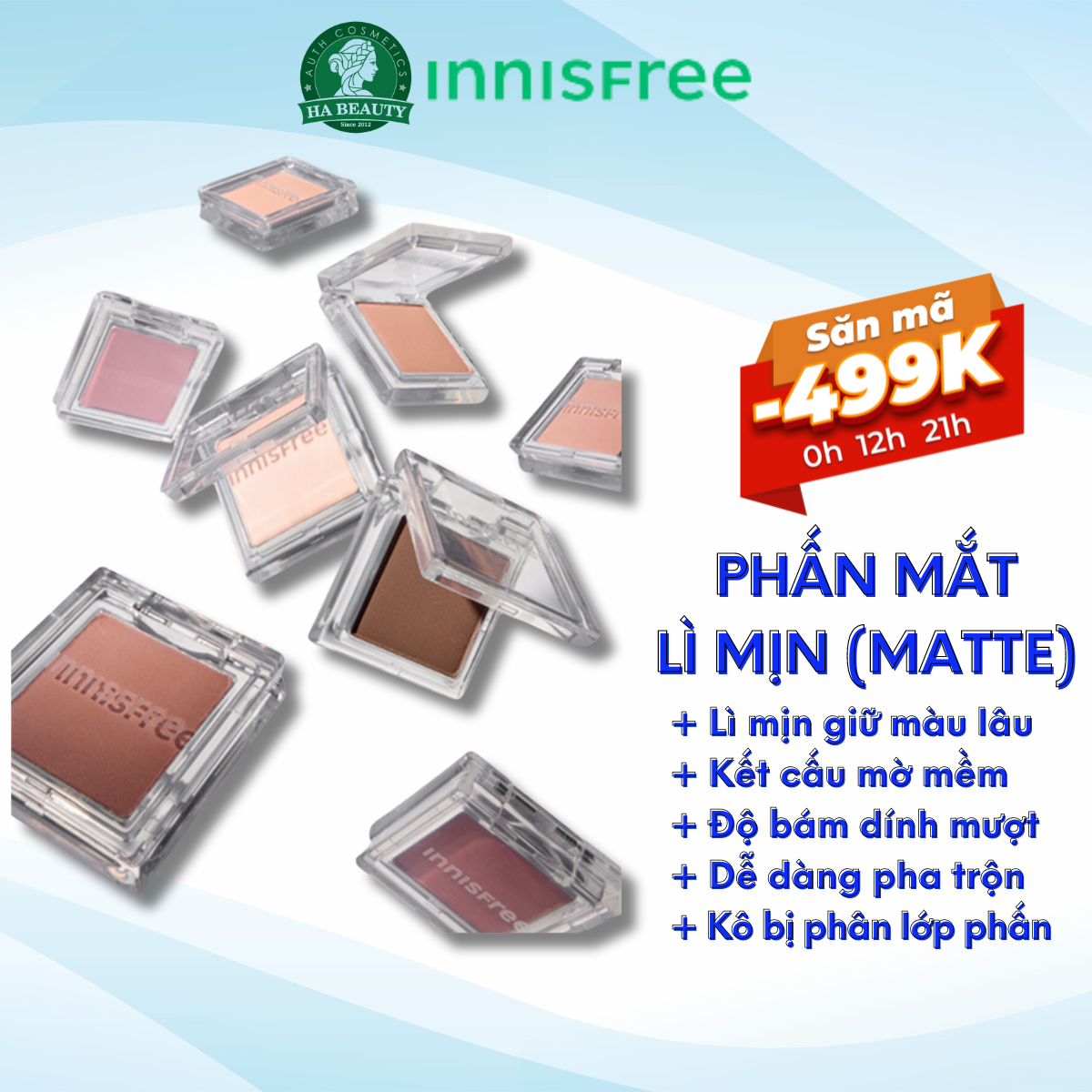 Phấn mắt lì mịn innisfree MY EYESHADOW [MATTE] 1,5~2,2g Hàn Quốc