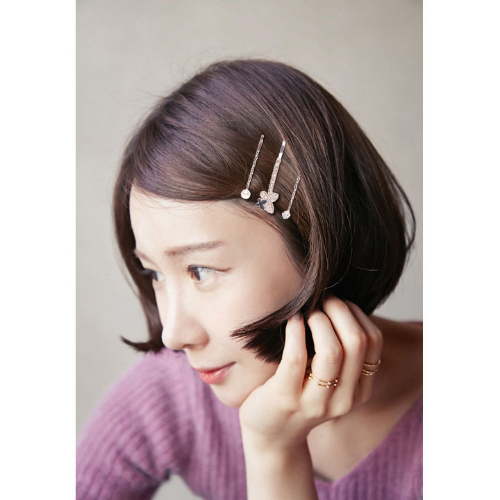 Vỉ 2 kẹp tóc đính đá đẹp Hàn Quốc KT12
