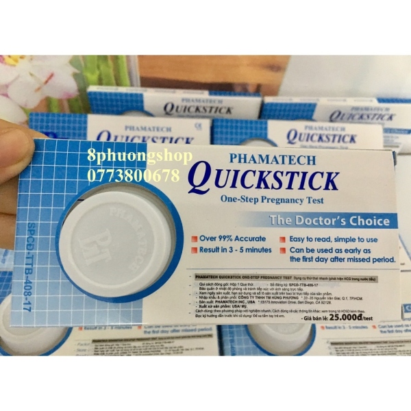 Que thử thai Quickstick hàng chính hãng Công Ty PHAMATECH sản xuất tại Hoa Kỳ nhập khẩu