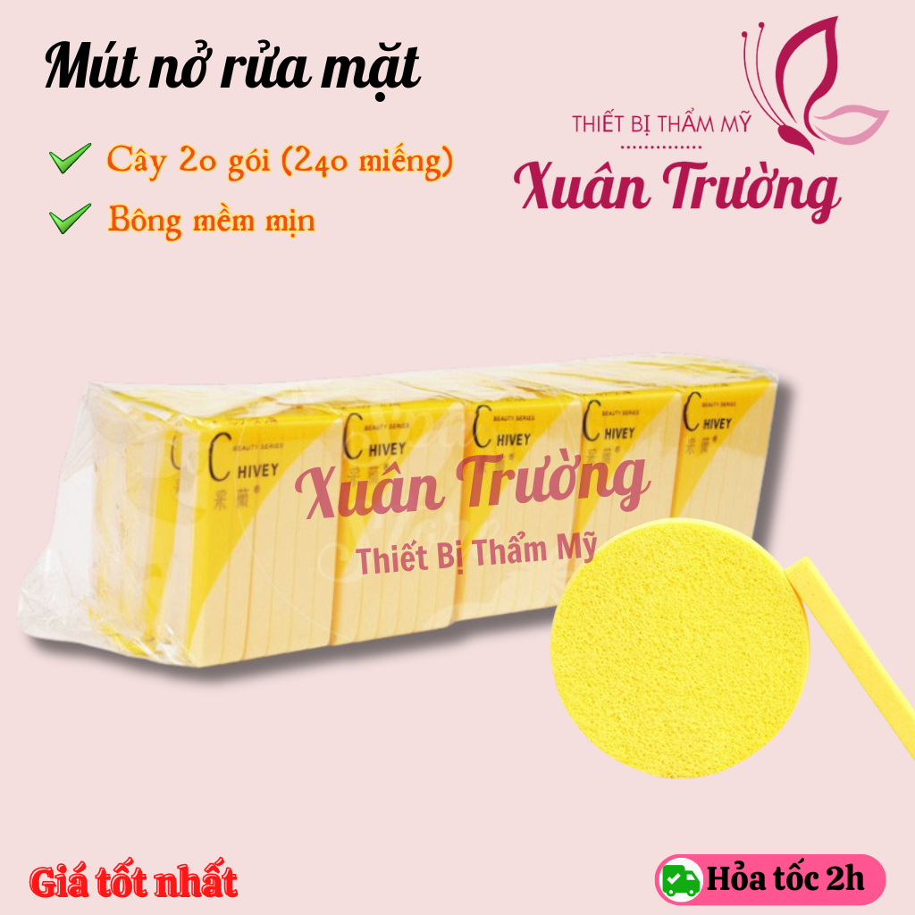 Cây 240 miếng bông mút rửa mặt Chivey (20 gói nhỏ)