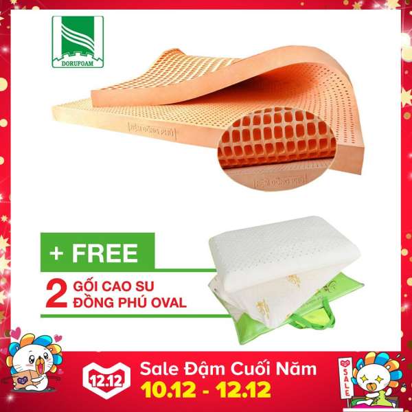 Nệm cao su Thiên Nhiên Đồng Phú kích thước 180x200x10cm + tặng 2 gối cao su oval Thiên Nhiên Đồng Phú