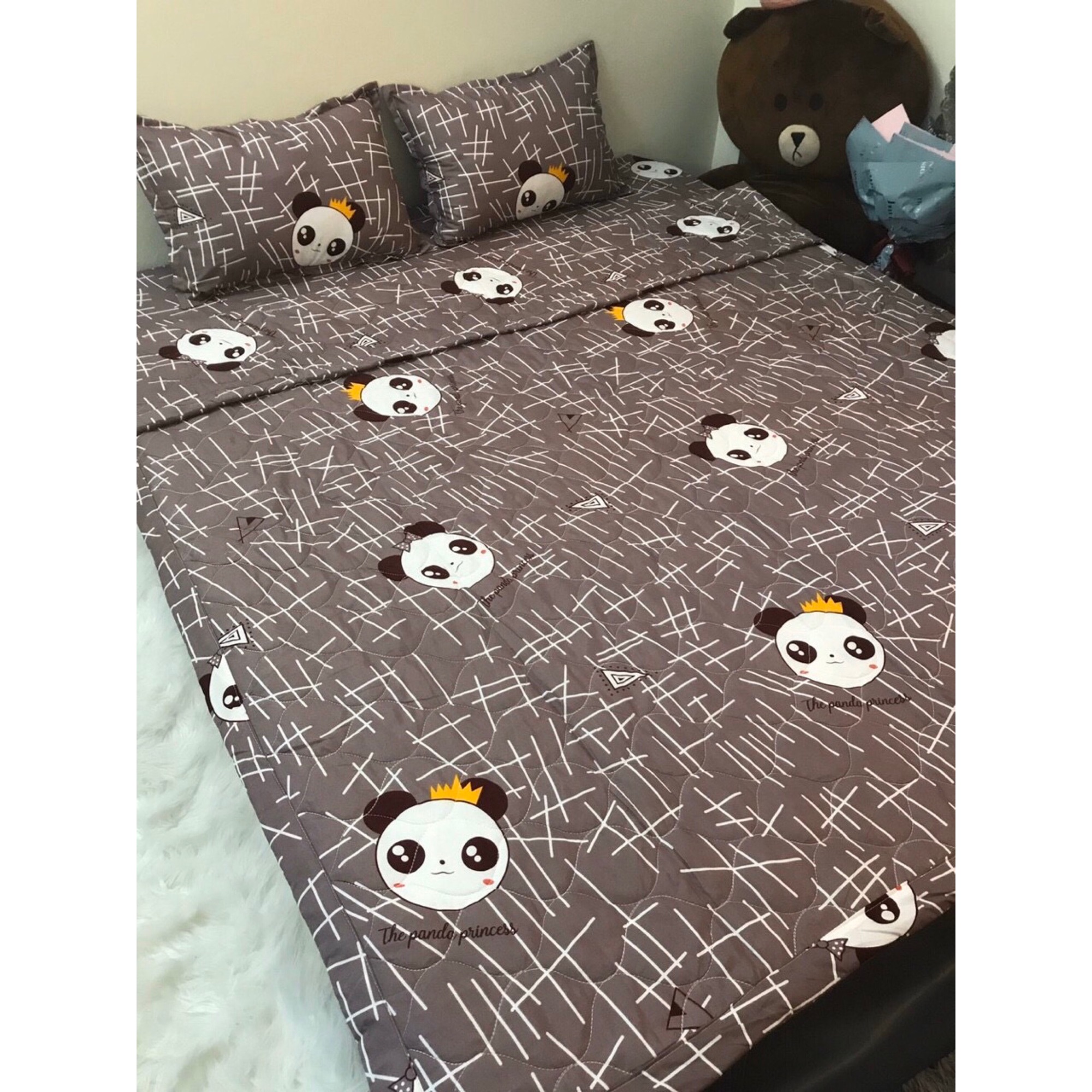 (FreeShip MAX) Bộ Chăn Ga Gối Combo 5 Món , Gấu Trúc Panda -kovico  drap giường, ga giường, ra giường, drap trải giường,ga trải giường, drap trải giường đẹp ga trải giường cưới, bộ ga trải nệm mát, ga giường cưới,Ga giường spa