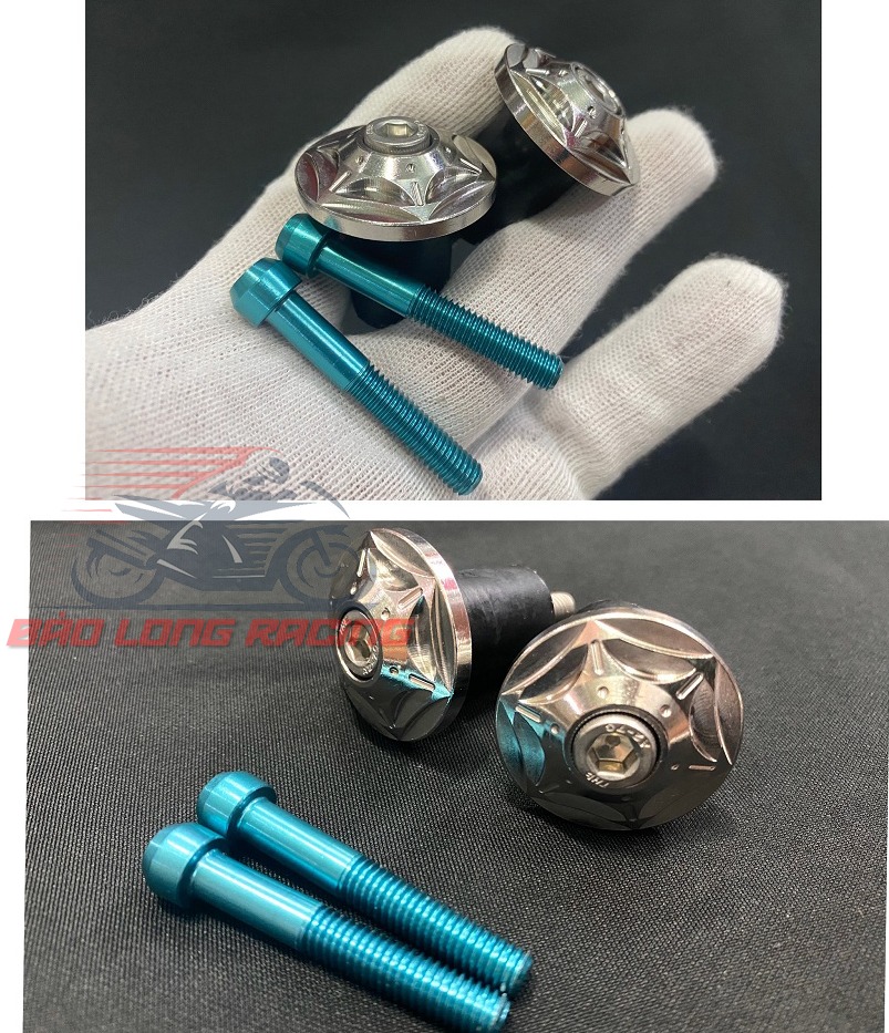 Combo Gù INOX 304 hoa tuyết tặng kèm Ốc xi titan GR5 xanh lục bảo gắn tay lái xe máy