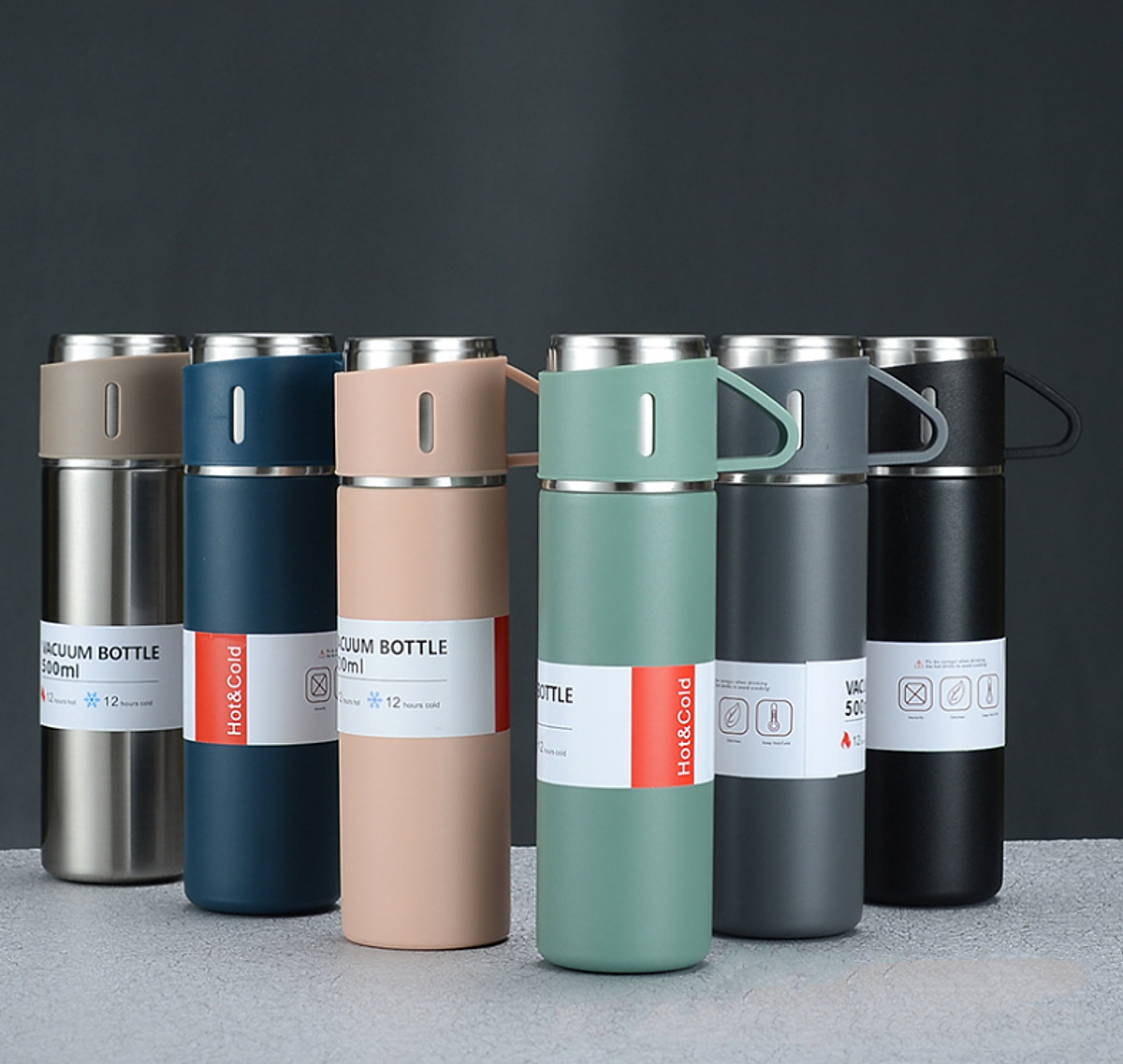 Bình giữ nhiệt 450ml kèm cốc đẹp lõi INOX 304 cao cấp giữ nhiệt tới 8 tiếng chống tràn có cốc uống, có thể dùng làm quà tặng độc đáo
