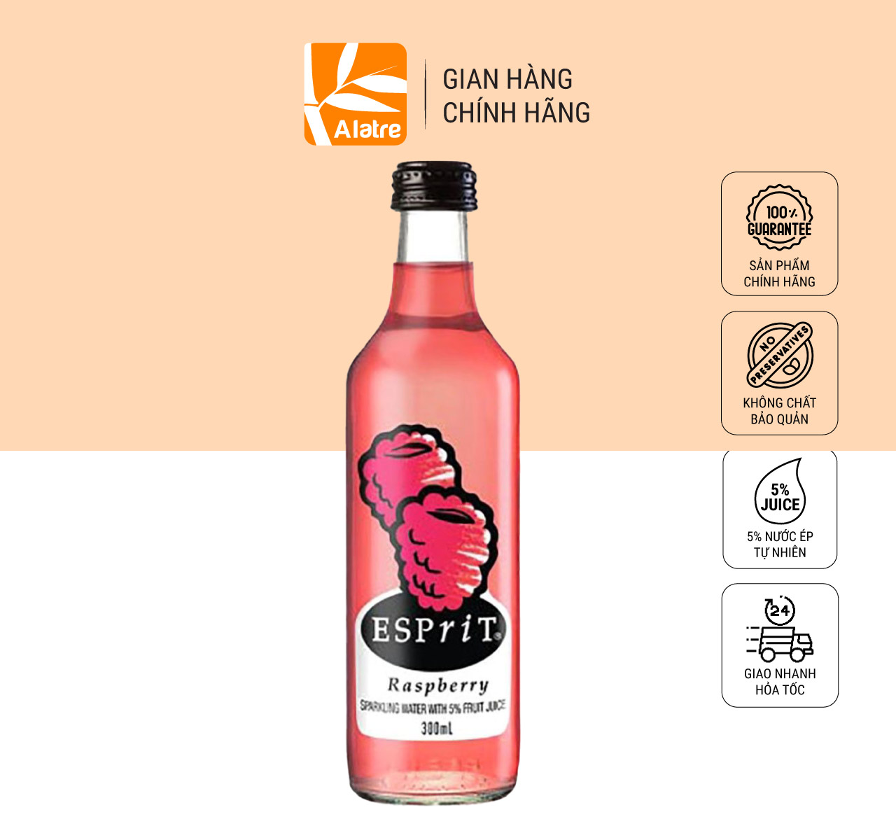 Nước trái cây có ga hương phúc bồn tử Bickford's chai 300ml