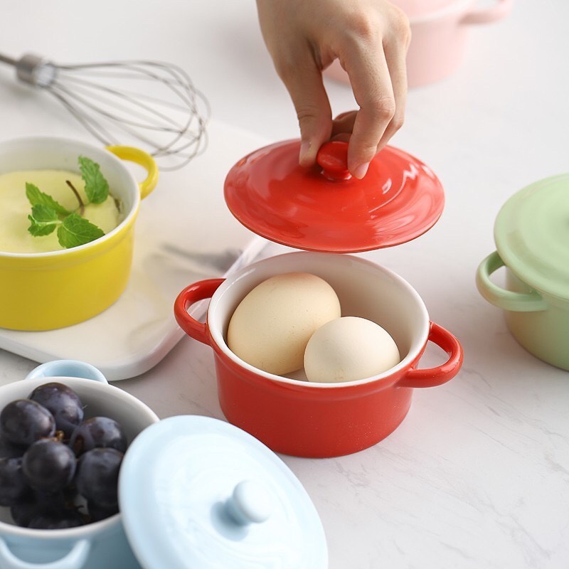 Chén Sứ Ăn Dặm Có Nắp Size To Cho Bé