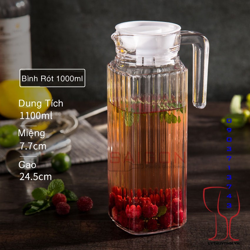 [HCM]Bình Thủy Tinh Sọc 1000ml