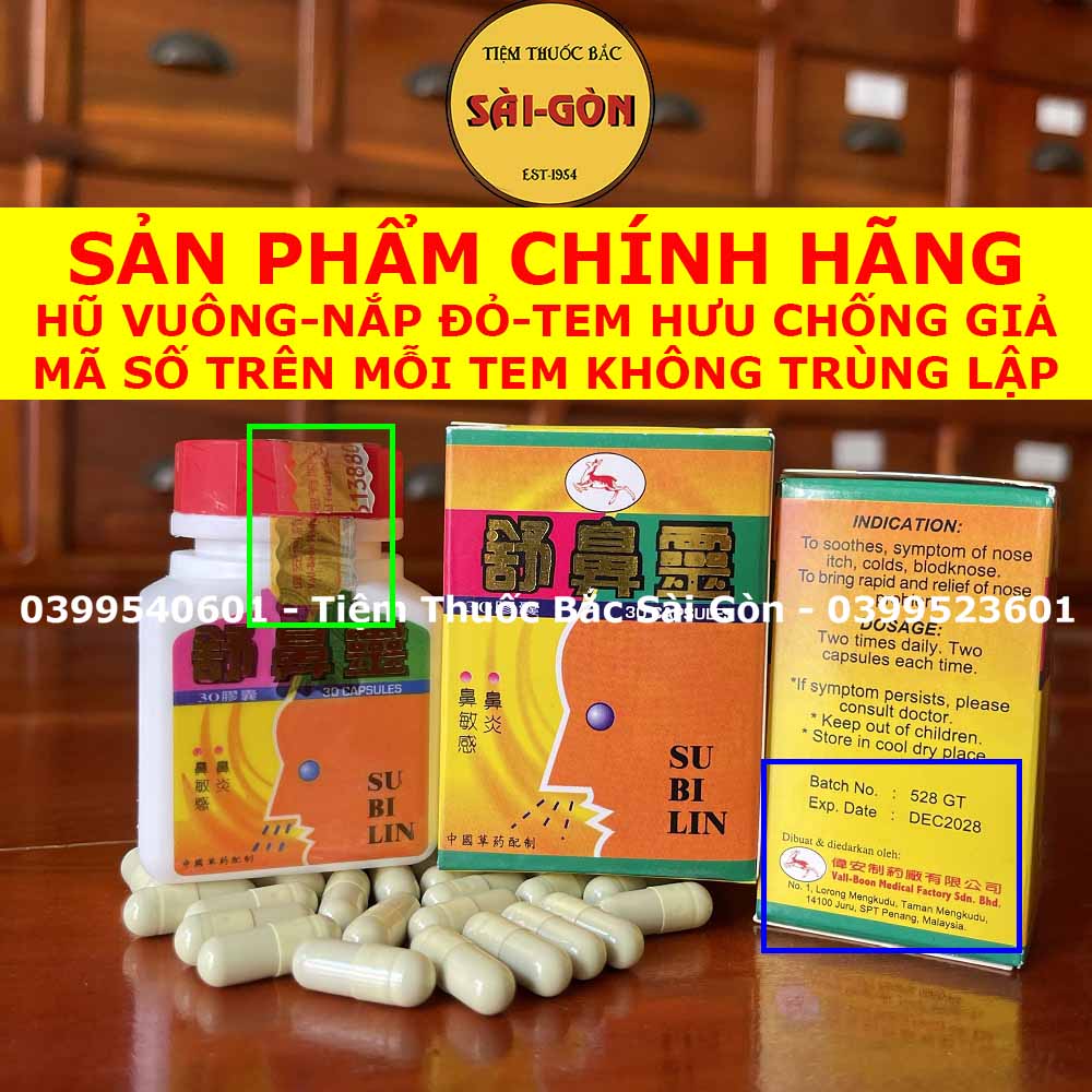 SUBILIN Malaysia Chính Hãng - Hỗ Trợ Giảm Tình Trạng Viêm Xoang Mũi Hộp 30 viên