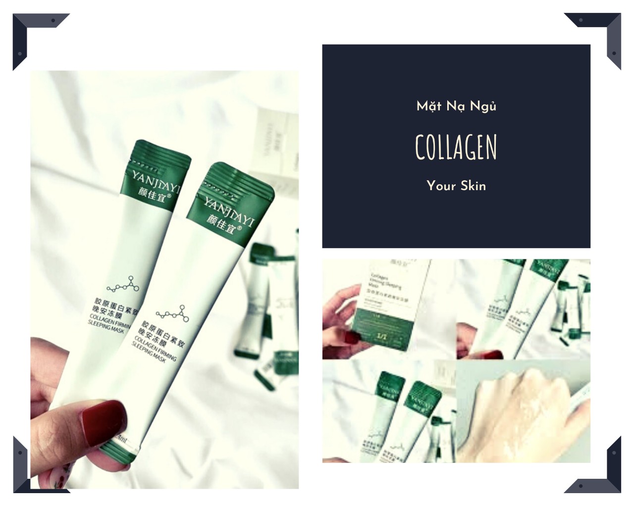 [ Hộp 20 Gói ] Mặt Nạ Ngủ Collagen . Giúp Căng Bóng Da, Tăng Độ Ẩm, Đàn Hồi Cho Da