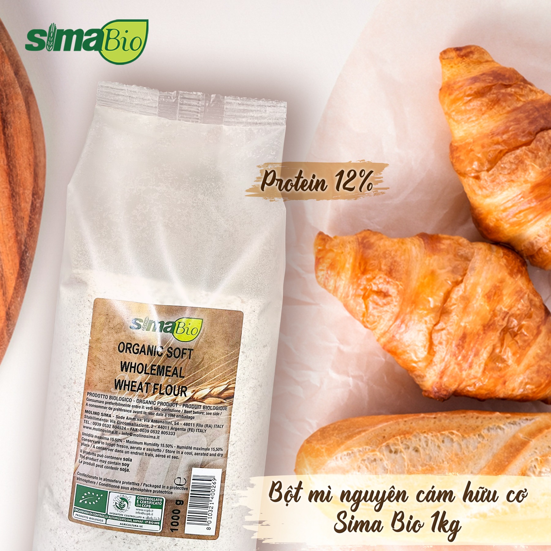 Bột mì hữu cơ (Organic Flour) - Sima Bio - 1kg