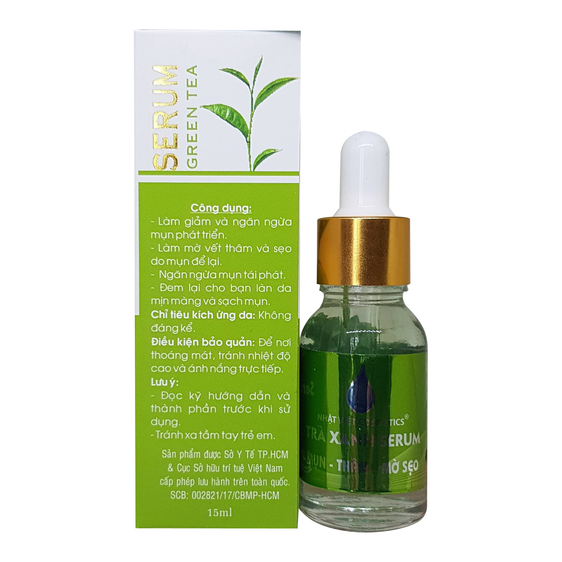 Green Tea Serum for Acne and Dark Scars Removal 15ml Green Tea Serum Nhat Viet Cosmetics