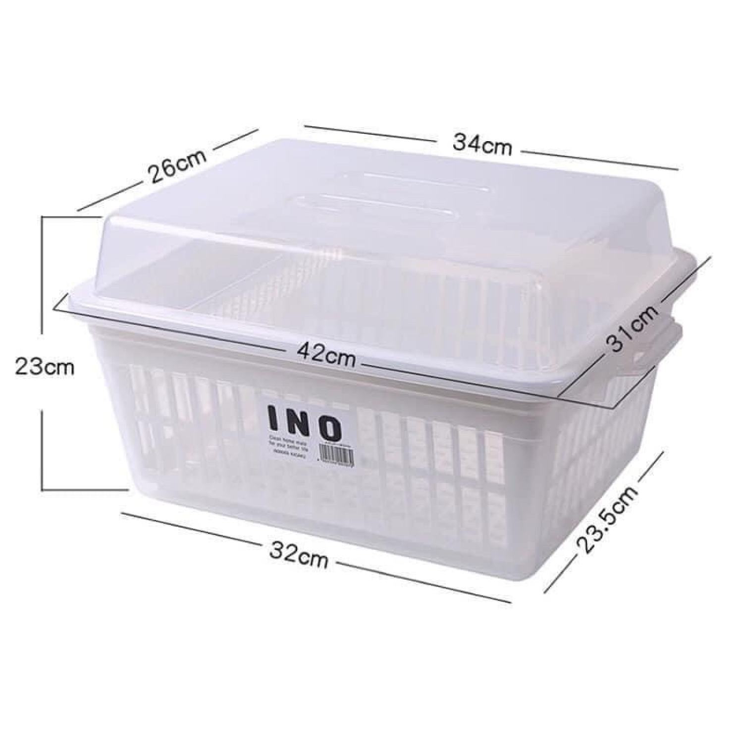 Rổ úp chén bát Inomata Nhật cao cấp có nắp đậy