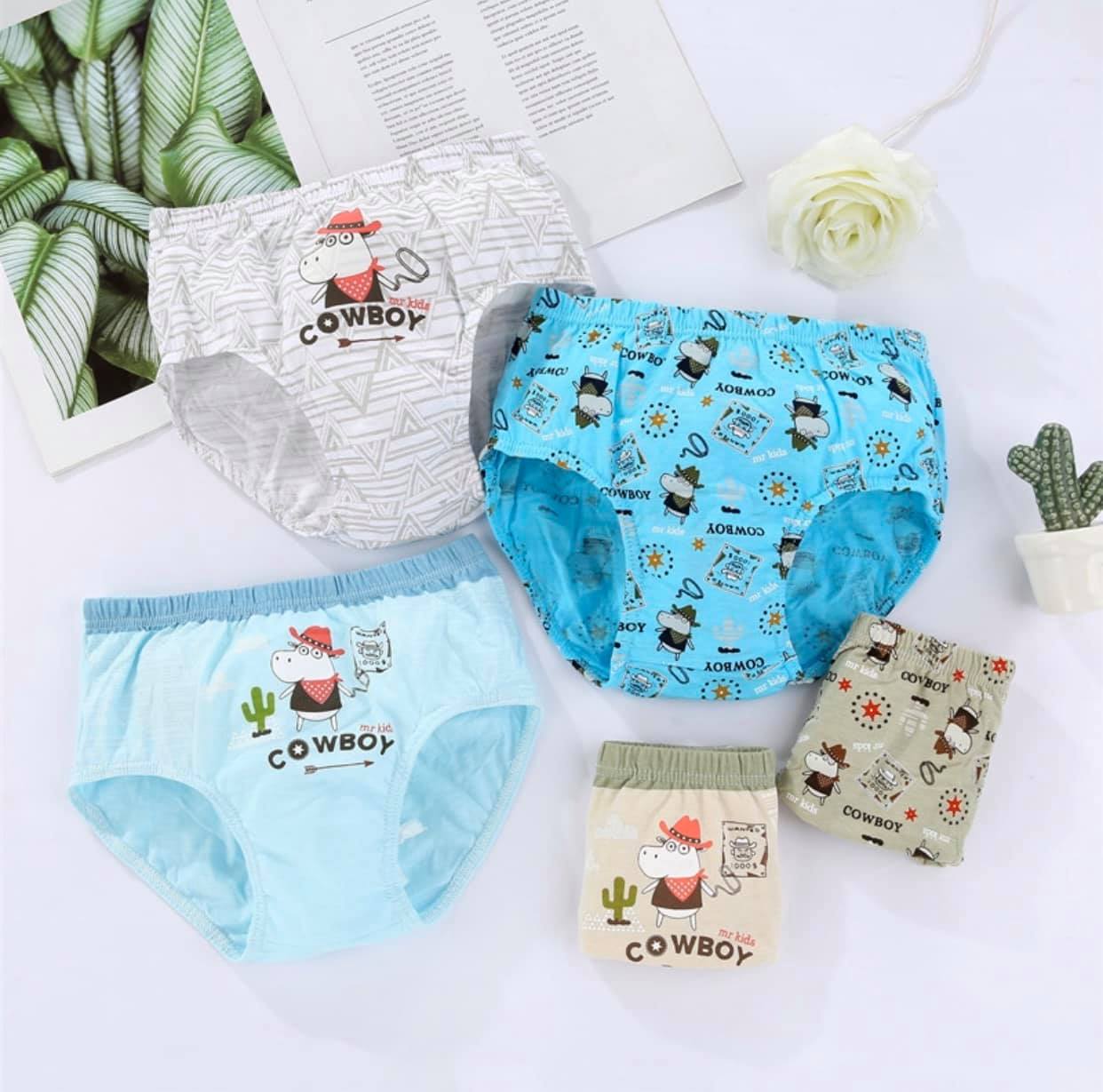 [HCM]Combo 5 quần lót bé trai cotton Hàn Quốc mẫu Chú Chó Cowboy