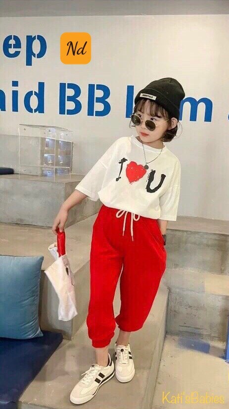 [SIZE NHÍ + ĐẠI+ CỒ] SÉT BỘ THUN I❤️U năng động BÉ GÁI