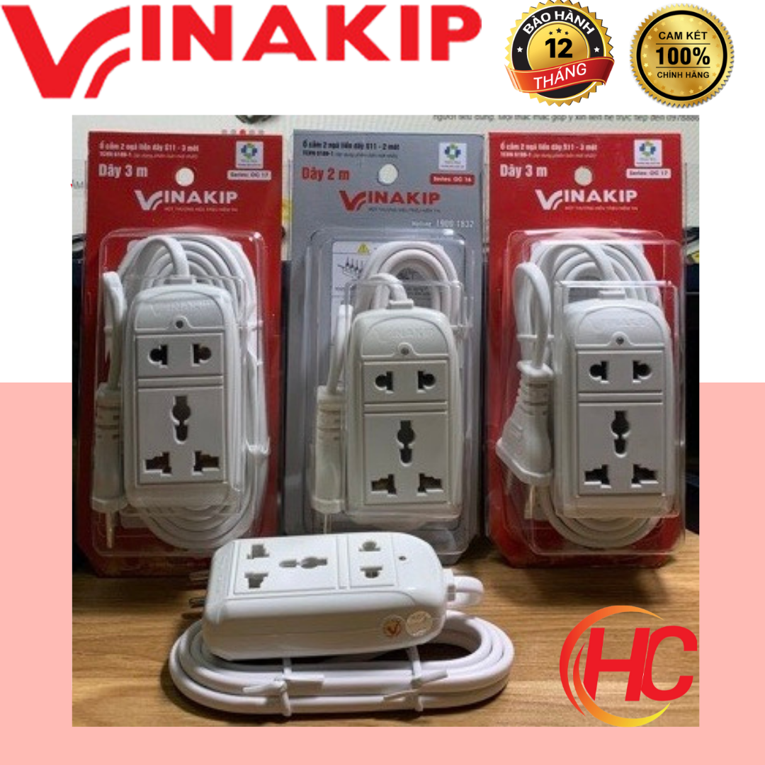 Ổ cắm Vinakip du lịch liền dây 2 ngả S11