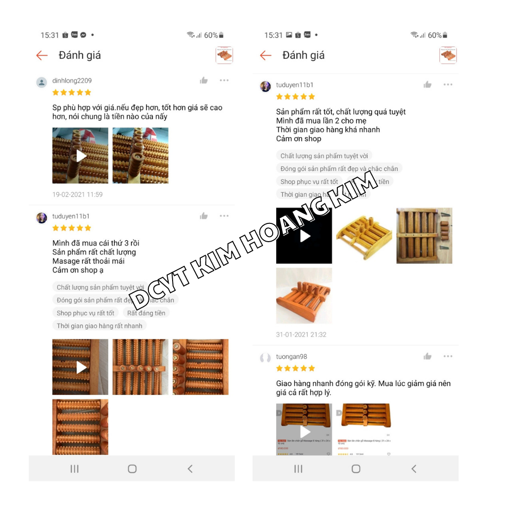 Bàn Lăn Chân Gỗ Massage 6 Hàng MIỀN NAM ( 31 X 24 X 10 Cm)