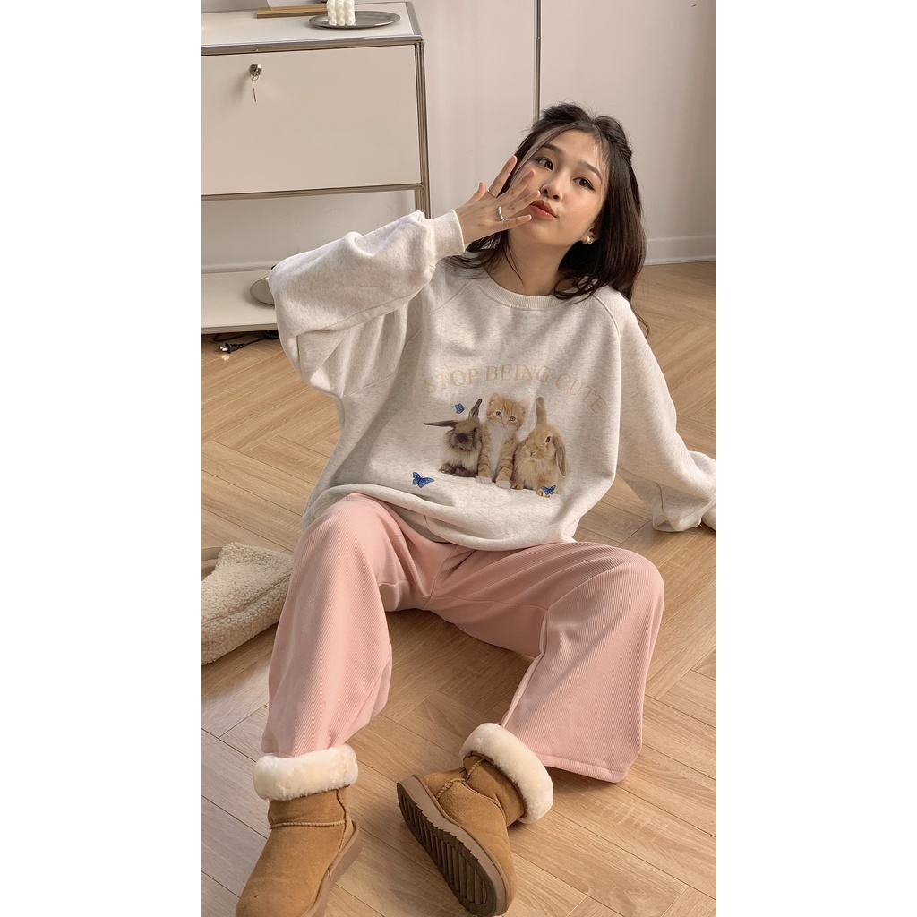 Áo nỉ bông Stop being cute TKP155 LOLLIE STUDIO