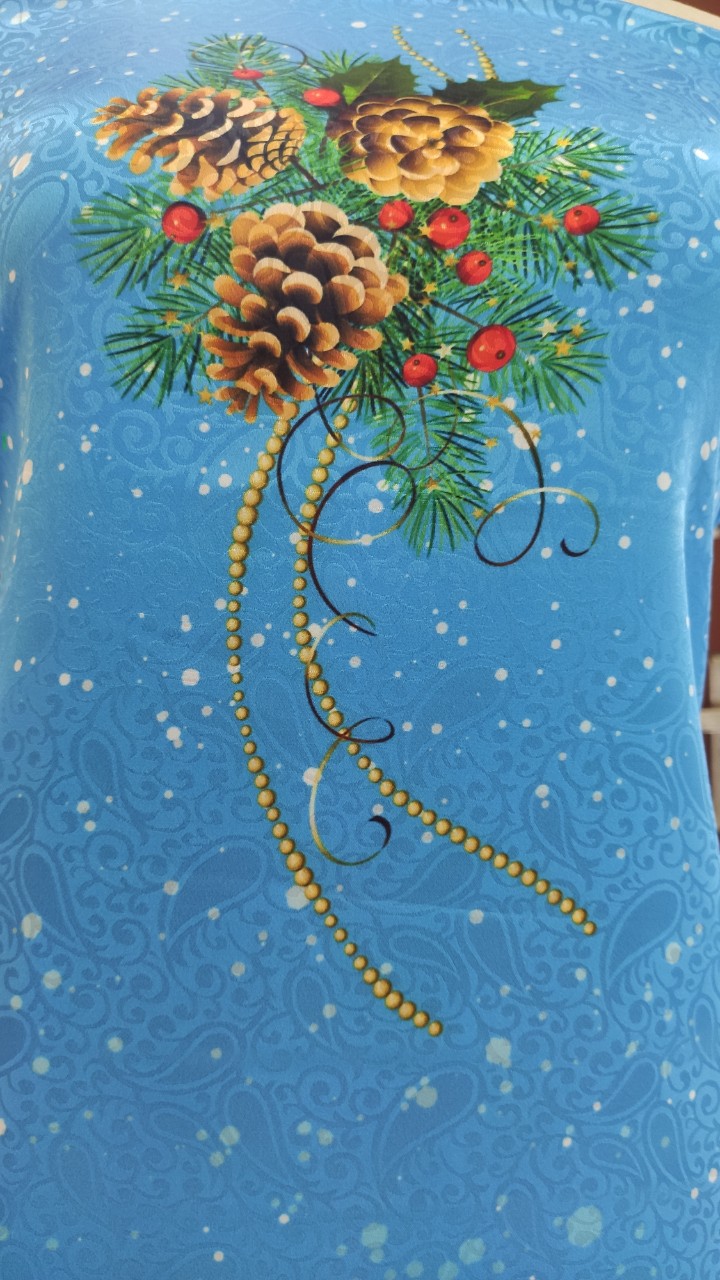 [HCM]Vải áo dài cao cấp hoạ tiết Noel (lụa Anh Đào)
