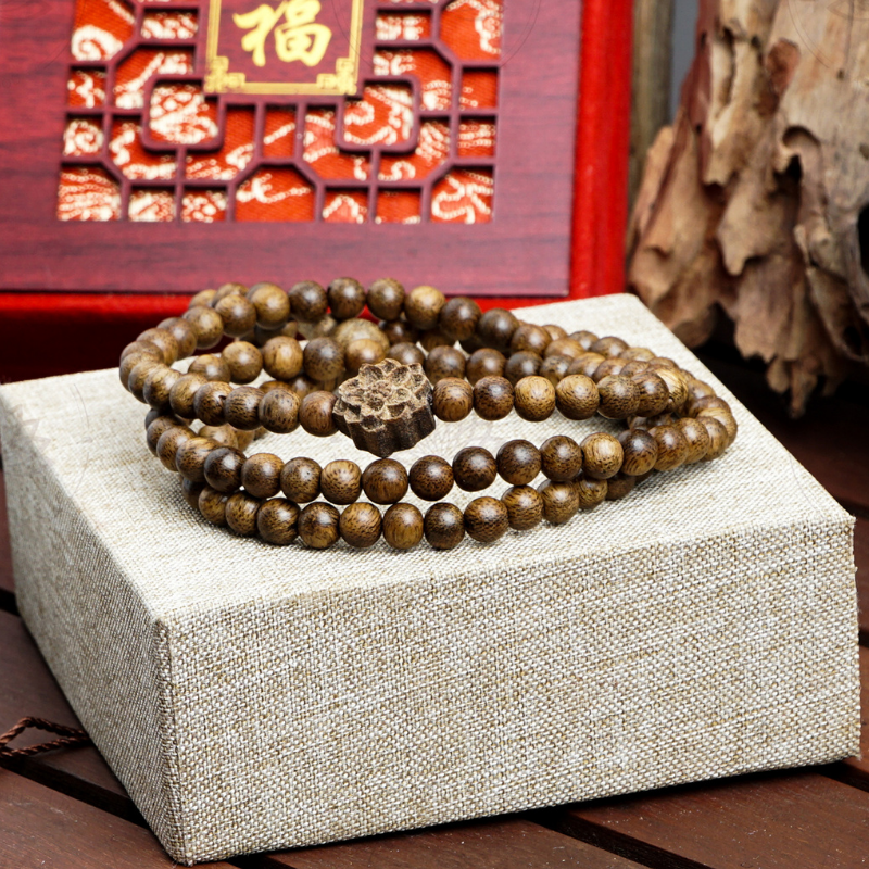 108 Garland bead bracelet, 6 7 8mm mix charm lotus flower, Chinese subwoofer-an yen-trending-peace incense.