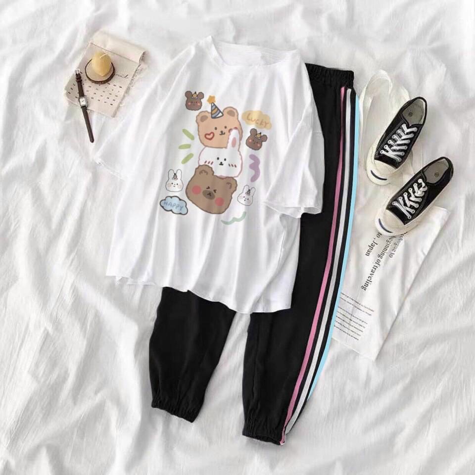 Set áo thun + quần jogger hoạt hình