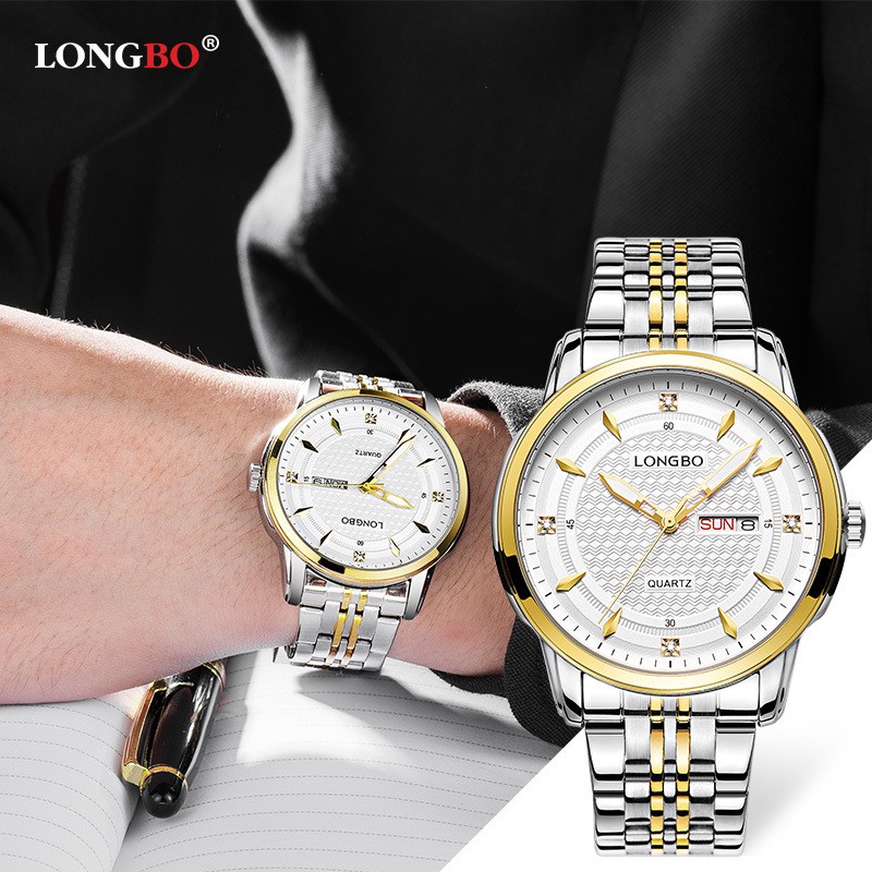 Đồng hồ nam dây kim loại, đồng hồ đeo tay nam LONGBO phong cách doanh nhân