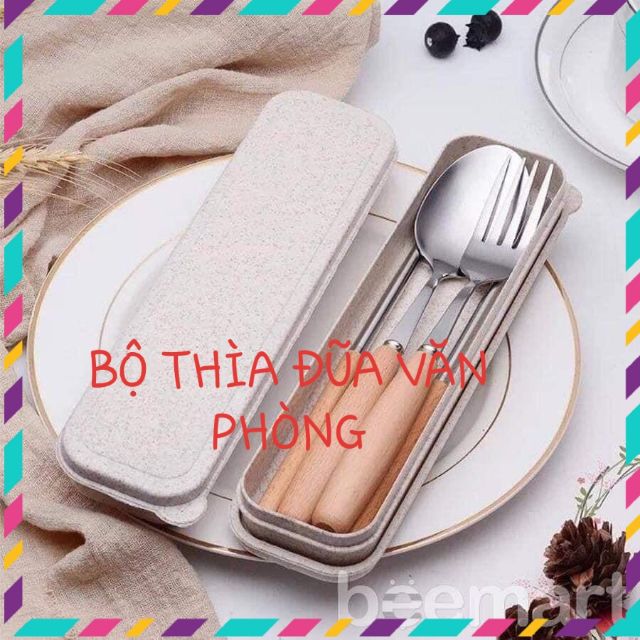 Set thìa đũa văn phòng chất liệu gỗ sồi