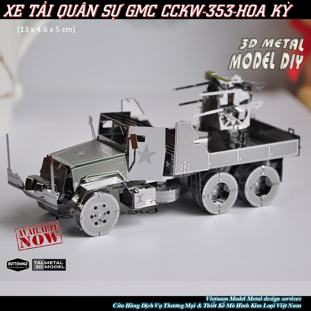 Mô Hình Xe Jeep thiết giáp vận tải quân sự (Kim loại lắp ghép 3D)