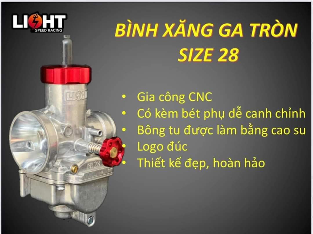 Bình xăng bông mai light speed racing hộng 28mm