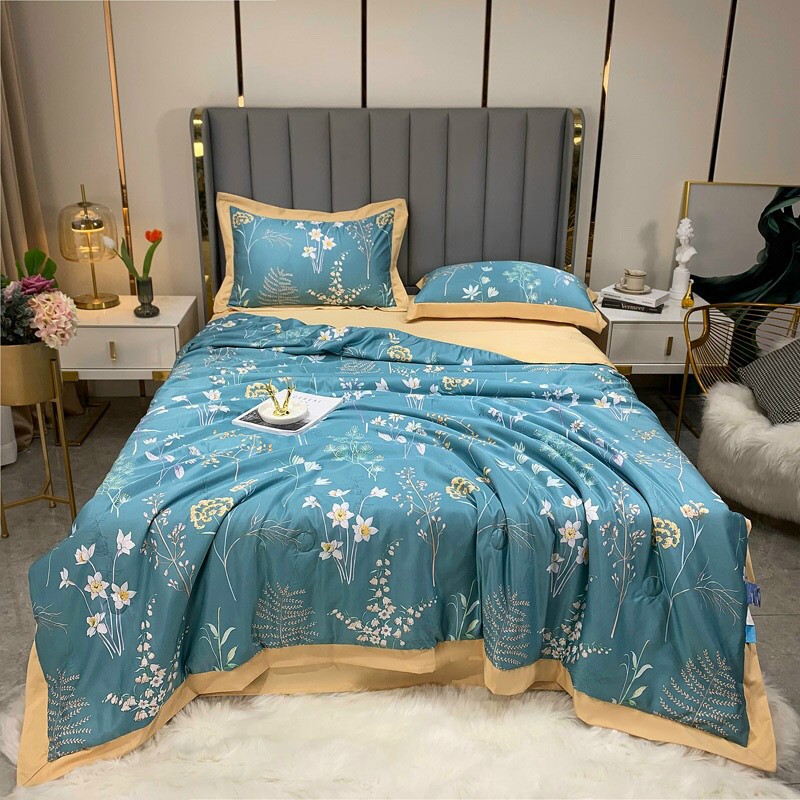 Chăn lụa thái cao cấp 2m*2m3 mềm mịn, mát - Chăn lụa thái cho mùa hè - Mền lụa thái, chăn trần hè phong cách hiện đại ( Hàng chất lượng )