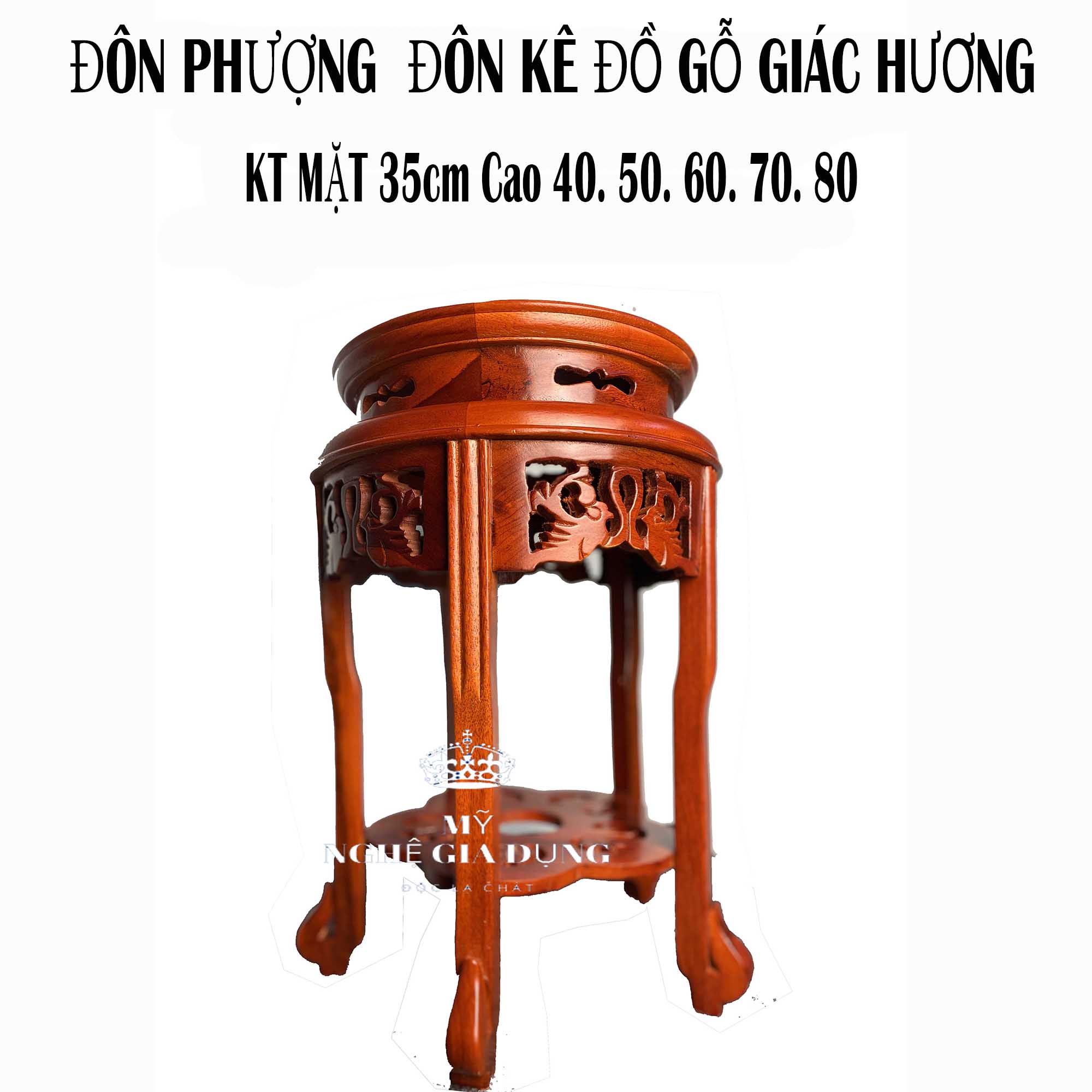 Đôn phương gỗ giác,Kỷ tròn gỗ giác mặt 35cm cao 50,60,70,80