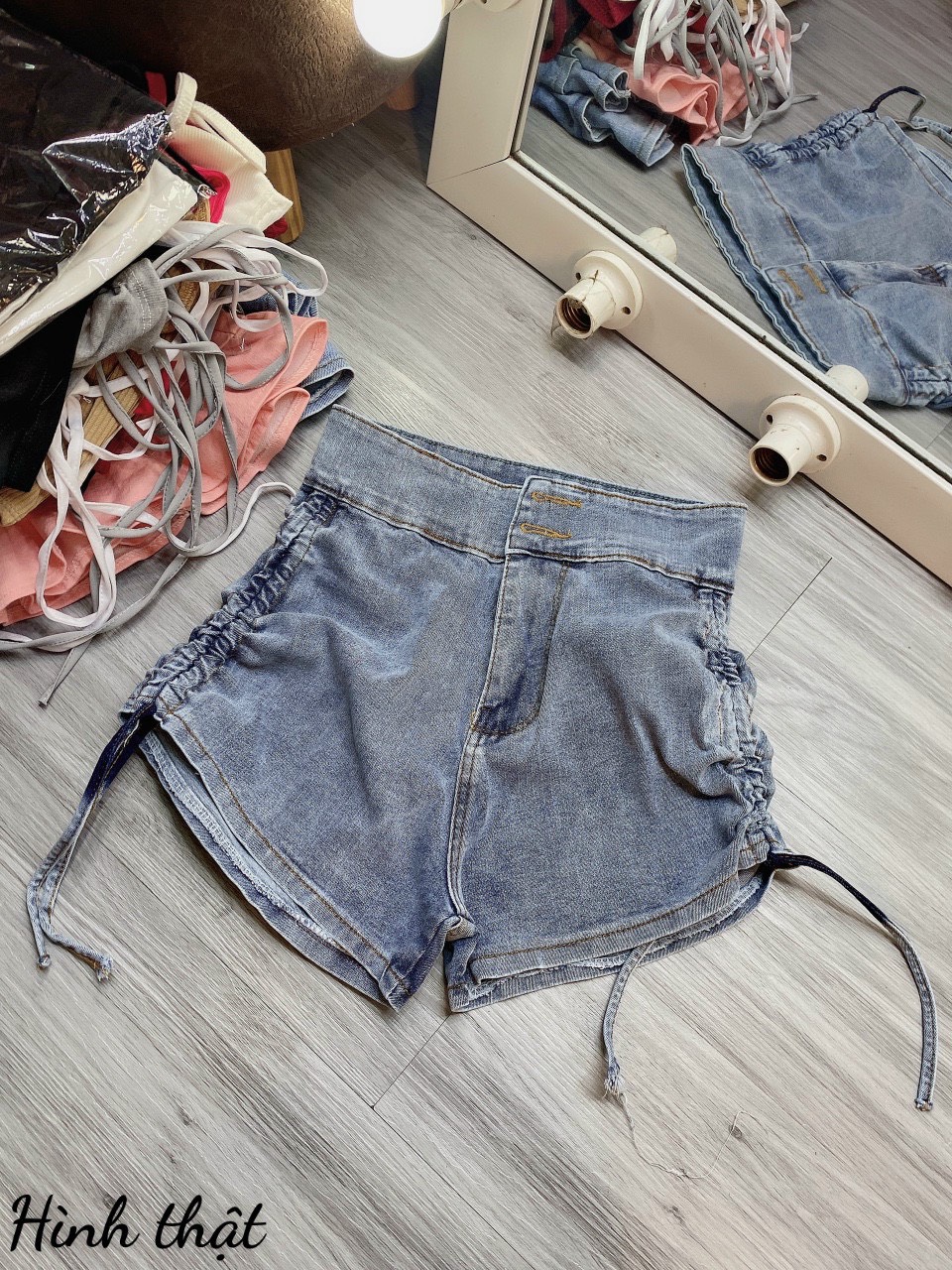 SHORT JEAN DÂY RÚT 2 BÊN HÔNG KIỂU MỚI ĐỦ SIZE