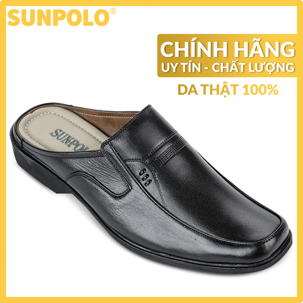 Dép Sapo Nam Da Bò SUNPOLO SPO001 (Đen, Nâu)