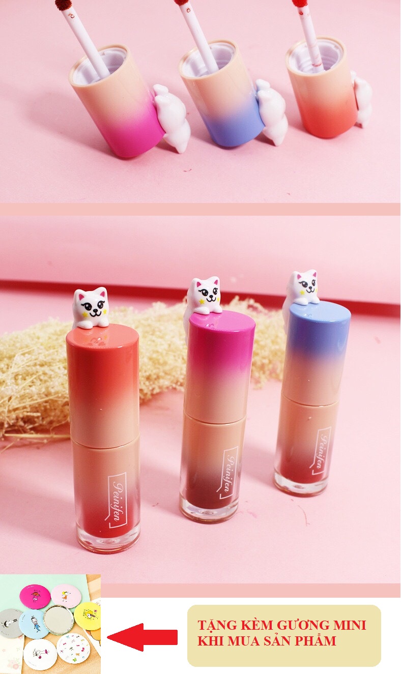 [TẶNG KÈM GƯƠNG] Set 3 son kem bóng lì Peinifen Kiss Me đầu mèo - Cavali - son kem lì lên màu cực chuẩn chống nước