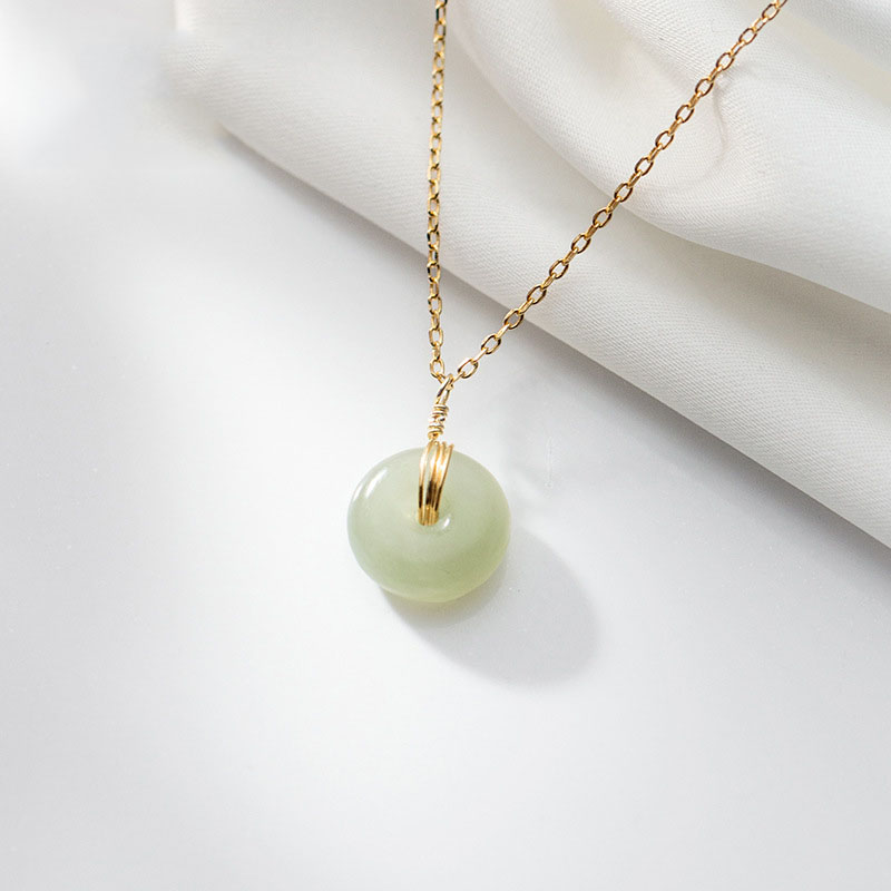 Dây chuyền bạc nữ s925 mặt ngọc hetian, vòng cổ bạc xi vàng 14k thiết kế đơn giản - db2613 - bảo ngọc jewelry