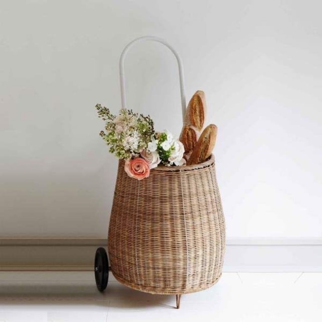 [Hàng Handmade] Xe kéo cho bé LUGGY dành cho chụp hình studio cực xinh, làm bằng mây, kích thước 38 x 25.4 x 74 cm