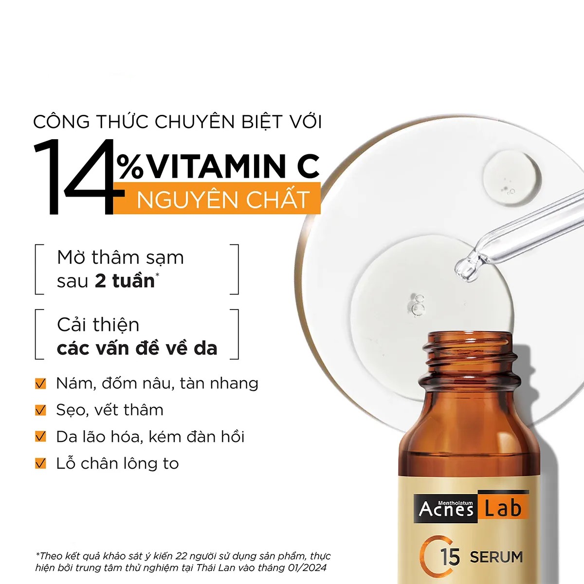 Serum Acnes Vitamin C Làm Mờ Sẹo & Vết Thâm 15ml For Scar & Black Spot Treatment C10 và C15