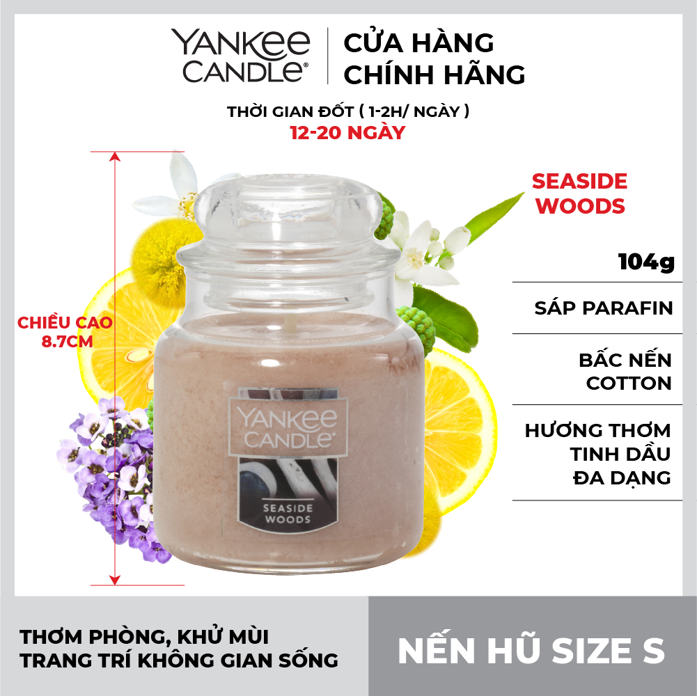Nến hũ Yankee Candle size S - Seaside Woods